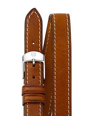 Michele Saddle Calfskin Leather Double Wrap Watch Strap, 18mm