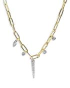 Meira T 14k Yellow & White Gold Diamond Dagger Charm Necklace, 16