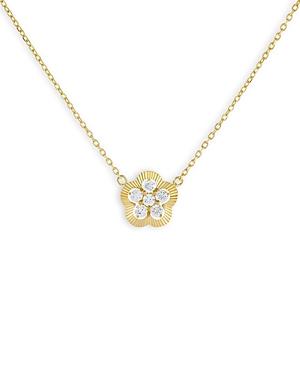 Adinas Jewels Cubic Zirconia Flower Pendant Necklace In Gold Vermeil Sterling Silver, 15.75-17.75