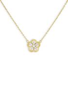Adinas Jewels Cubic Zirconia Flower Pendant Necklace In Gold Vermeil Sterling Silver, 15.75-17.75