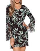 Belldini Floral Bell Sleeve Dress