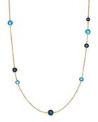 London Blue Topaz And London Blue Sapphire Bezel Station Necklace In 14k Yellow Gold, 24 - 100% Exclusive