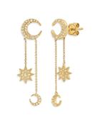 Colette Jewelry 18k Yellow Gold Galaxia Diamond Mini Moon Drop Earrings