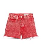 Rag & Bone Maya Cotton High Rise Denim Shorts In Marbled Red