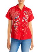 Johnny Was Grace Embroidered Linen Shirt