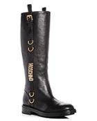 Moschino Women's Logo Leather Riding Boots