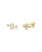 Moon & Meadow 14k Yellow Gold Diamond & Ruby Snake Stud Earrings - 100% Exclusive