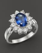 Blue Sapphire And Diamond Statement Ring In 14k White Gold - 100% Exclusive