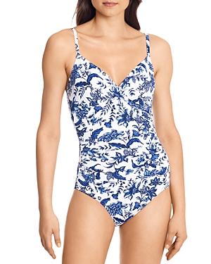 Lauren Ralph Lauren Floral Toile Ruched Underwire One-piece Swimsuit