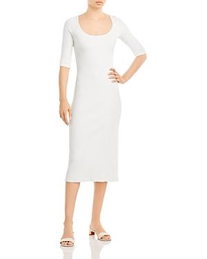 Vince Ribbed Scoop Neck Midi Dress