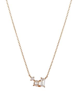 Apres Jewelry 14k Yellow Gold Petite Paris Diamond & Freshwater Pearl Charm Necklace, 18