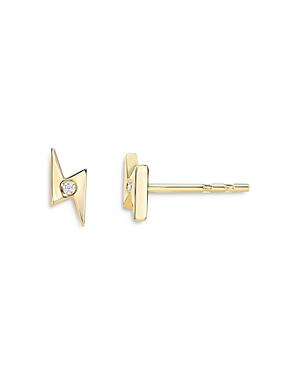 Zoe Lev 14k Yellow Gold Lightning Bolt Diamond Stud Earrings