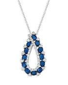 Bloomingdale's Sapphire And Diamond Open Teardrop Pendant Necklace In 14k White Gold, 16 - 100% Exclusive