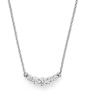 Diamond Five Stone Graduated Pendant Necklace In 14k White Gold, .50 Ct. T.w.