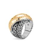 John Hardy Sterling Silver & 18k Bonded Gold Classic Chain Hammered Crossover Ring