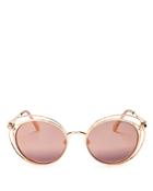 Roberto Cavalli Cascina Mirrored Round Sunglasses, 55mm