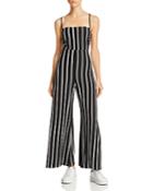 Olivaceous Strappy Striped Jumpsuit