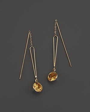 Citrine Bezel Set Drop Earrings In 14k Yellow Gold