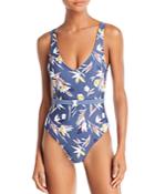 Dolce Vita Matisse Floral Belted One Piece Swimsuit