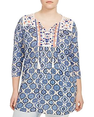 Lucky Brand Plus Embroidered Blouse