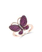 Bloomingdale's Ruby & Diamond-accent Butterfly Ring In 14k Rose Gold - 100% Exclusive