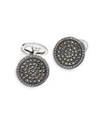 Jan Leslie Sterling Silver And Marcasite Coin-edge Cufflinks