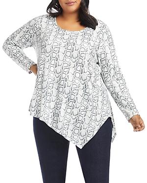 Karen Kane Plus Asymmetric Printed Top