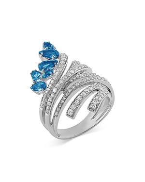 Hueb 18k White Gold Mirage Blue Topaz & Diamond Statement Ring