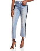 Hellessy Yuki Paint Splatter Straight Jeans In Med Wash