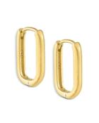 Adinas Jewels Oval Huggie Hoop Earrings In 14k Gold Plated Sterling Silver