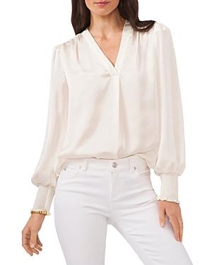 Vince Camuto Smocked V Neck Blouse