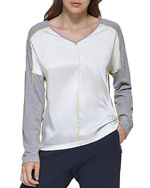 Dkny Mixed Media Long Sleeve Top