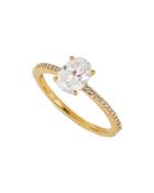 Nadri Pave & Oval Cubic Zirconia Ring In 18k Gold Plated