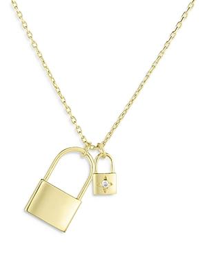 Milanesi And Co 14k Yellow Gold Diamond Double Padlock Pendant Necklace, 18