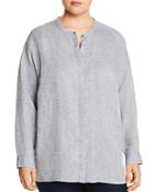 Eileen Fisher Plus Organic Linen Mandarin Collar Shirt