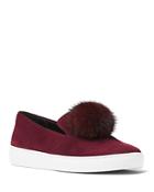 Michael Kors Collection Eddy Suede And Mink Fur Pom Pom Slip-on Sneakers