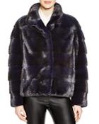 Maximilian Grooved Mink Fur Coat