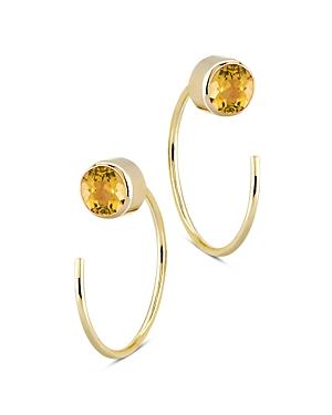 Bloomingdale's Citrine Stud Front Back Hoop Earrings In 14k Yellow Gold - 100% Exclusive