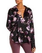 Vince Night Garden Silk Floral Print Top