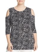 Vince Camuto Plus Animal Whispers Cold-shoulder Top