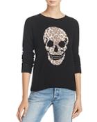 Aqua Cashmere Leopard Distressed Skull Sweater - 100% Exclusive