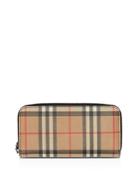 Burberry Vintage Check E-canvas & Leather Zip Around Wallet