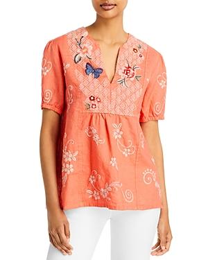 Johnny Was Jailyn Embroidered Linen Top