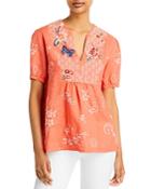 Johnny Was Jailyn Embroidered Linen Top