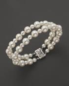 Cultured Freshwater Pearl Two Row Bracelet In 14k White Gold