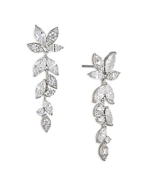 Nadri Wren Cubic Zirconia Cluster Linear Drop Earrings In Rhodium Plated