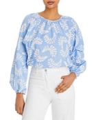 Aqua X Studio 189 Leaf Print Cropped Long Sleeve Top - 100% Exclusive