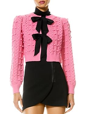 Alice And Olivia Kitty Puff Sleeve Bow Cardigan