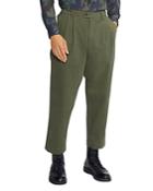 Ted Baker Axial Cotton Blend Color Blocked Cropped Relaxed Fit Pleated Pants