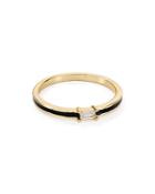 Argento Vivo Thin Enamel Ring In 18k Gold-plated Sterling Silver